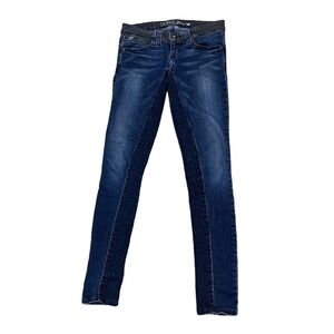 Guess Two Toned Straight Leg Skinny Black Waist Trimmed Jeans Size 26 Women’s